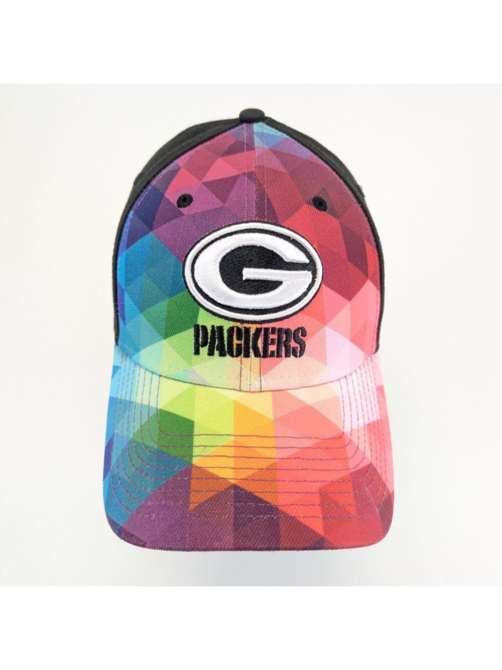 Green Bay Packers New Era 39THIRTY Crucial Catch Cancer Rainbow Hat Small Medium